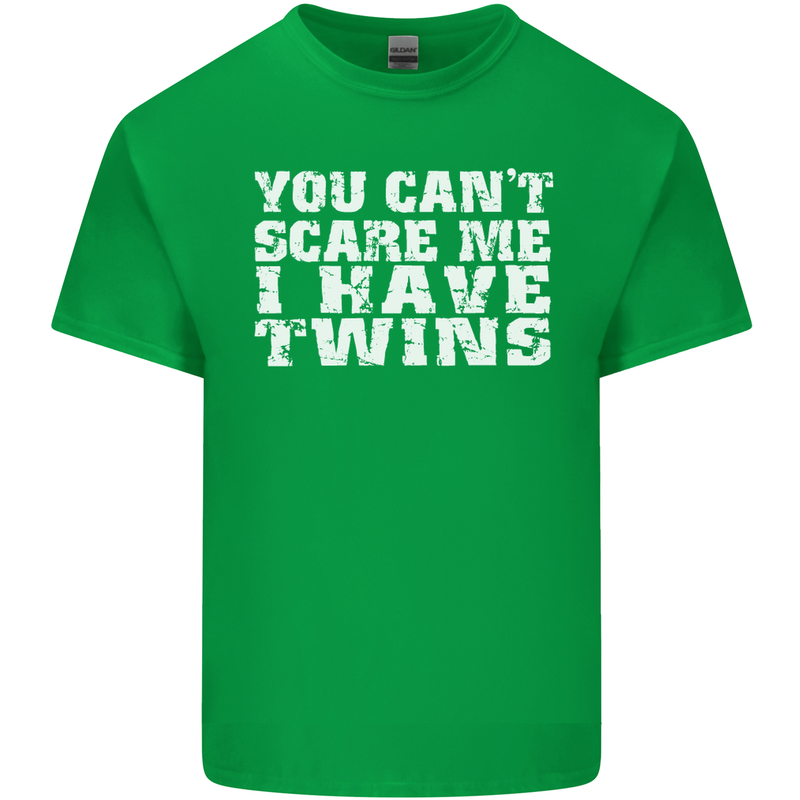 Scare Me I Have Twins Father's Day Mother's Mens Cotton T-Shirt Tee Top Irish Green