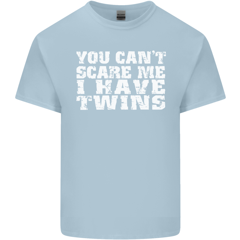 Scare Me I Have Twins Father's Day Mother's Mens Cotton T-Shirt Tee Top Light Blue