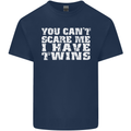 Scare Me I Have Twins Father's Day Mother's Mens Cotton T-Shirt Tee Top Navy Blue