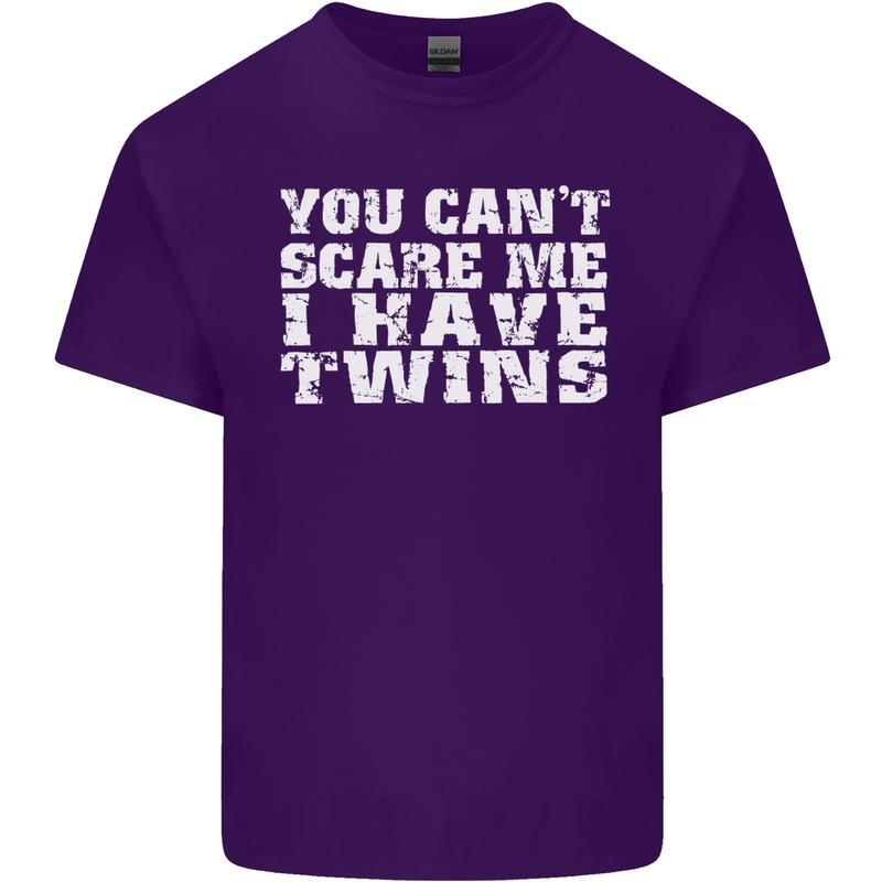 Scare Me I Have Twins Father's Day Mother's Mens Cotton T-Shirt Tee Top Purple