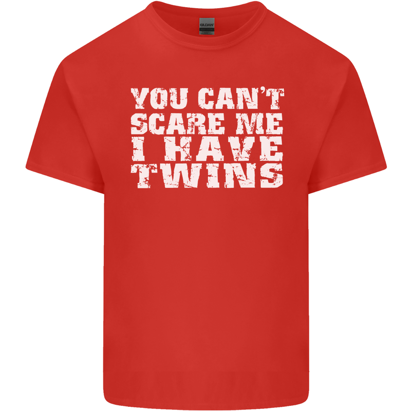 Scare Me I Have Twins Father's Day Mother's Mens Cotton T-Shirt Tee Top Red