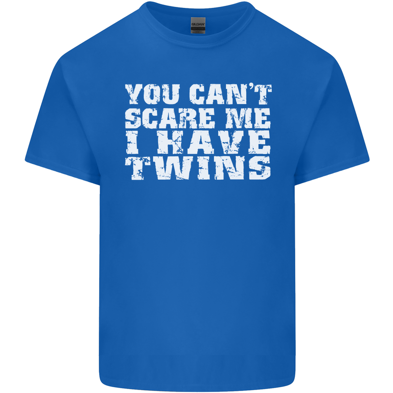 Scare Me I Have Twins Father's Day Mother's Mens Cotton T-Shirt Tee Top Royal Blue