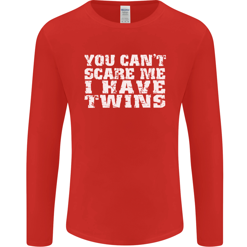 Scare Me I Have Twins Father's Day Mother's Mens Long Sleeve T-Shirt Red