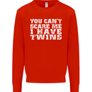 Scare Me I Have Twins Father's Day Mother's Mens Sweatshirt Jumper Bright Red