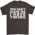 Scare Me I Have Twins Father's Day Mother's Mens T-Shirt Cotton Gildan Dark Chocolate
