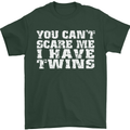 Scare Me I Have Twins Father's Day Mother's Mens T-Shirt Cotton Gildan Forest Green