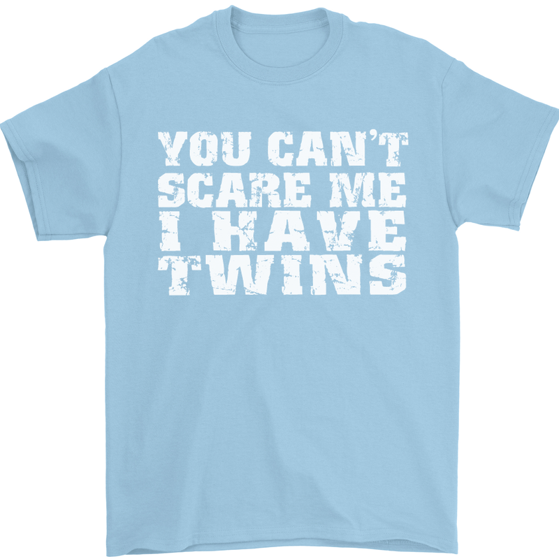 Scare Me I Have Twins Father's Day Mother's Mens T-Shirt Cotton Gildan Light Blue