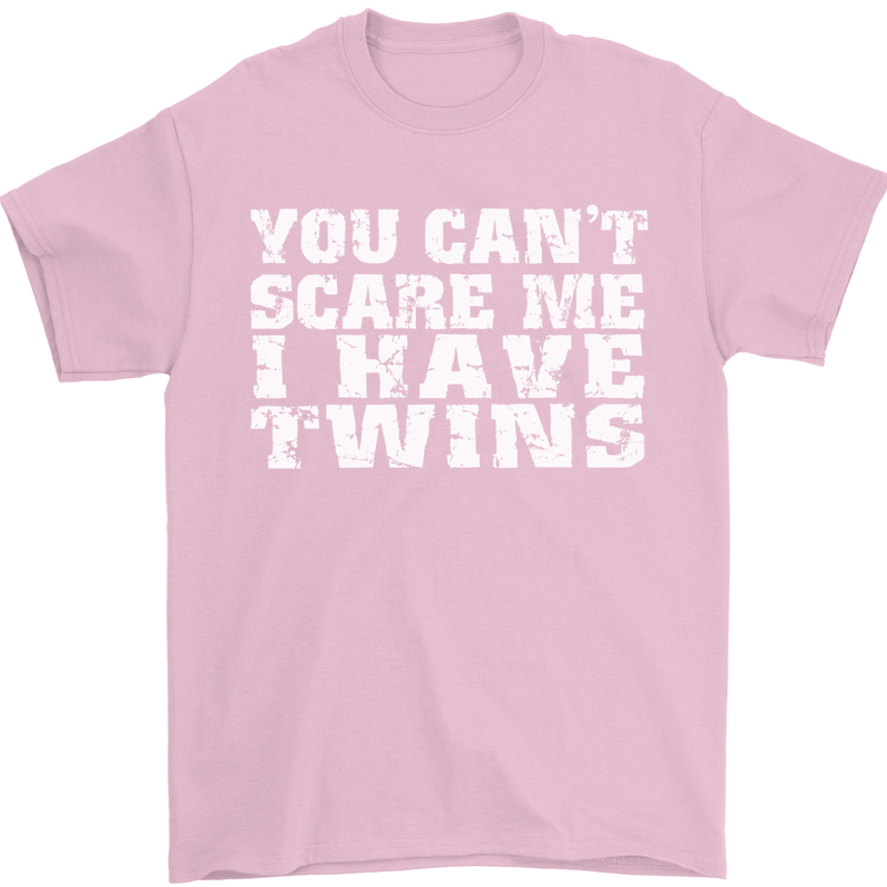 Scare Me I Have Twins Father's Day Mother's Mens T-Shirt Cotton Gildan Light Pink
