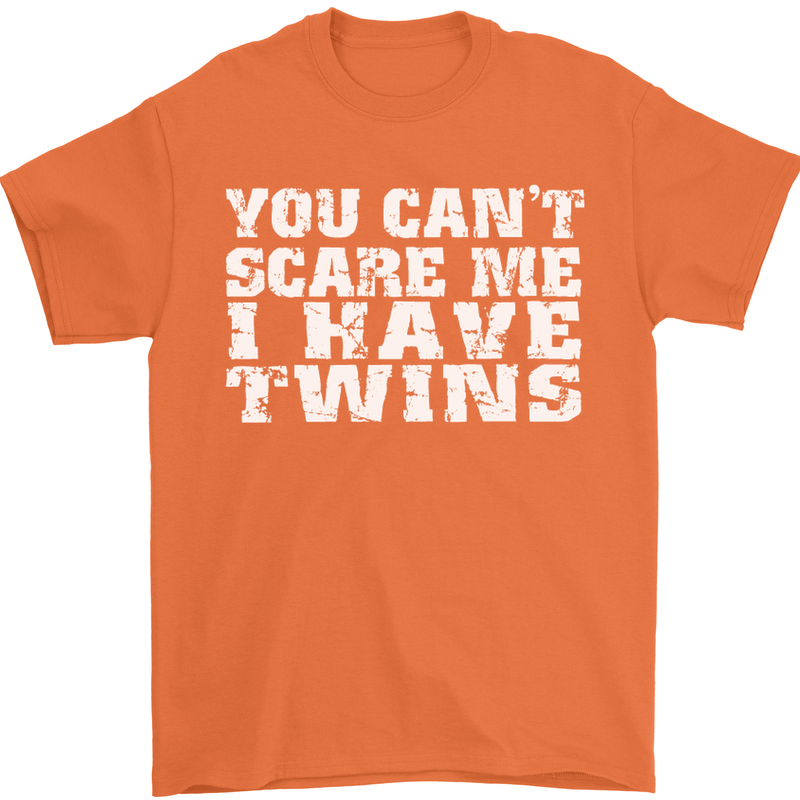 Scare Me I Have Twins Father's Day Mother's Mens T-Shirt Cotton Gildan Orange