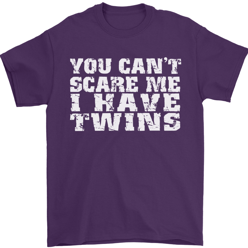 Scare Me I Have Twins Father's Day Mother's Mens T-Shirt Cotton Gildan Purple