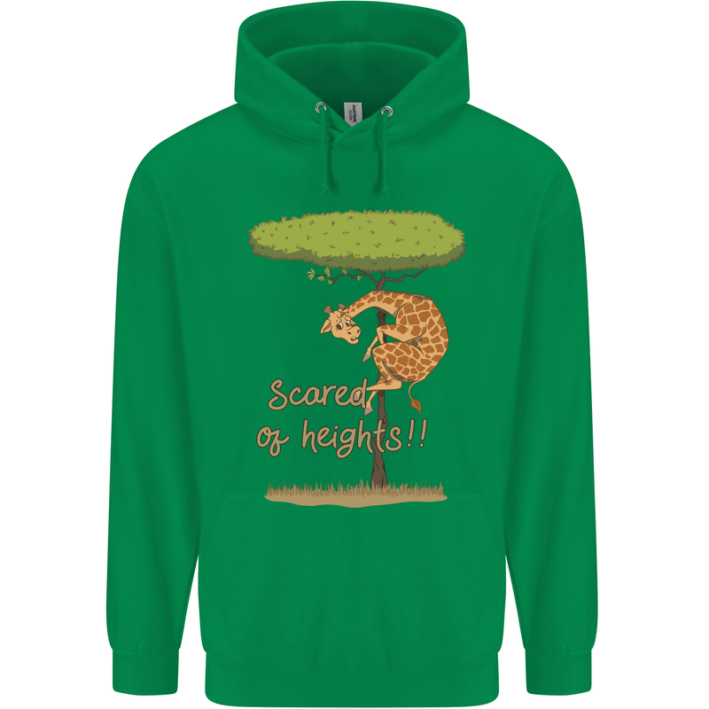 Scared of Heights Funny Giraffe Acrophobia Childrens Kids Hoodie Irish Green