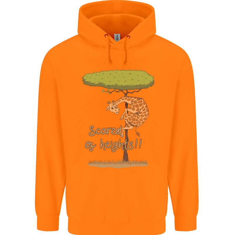 Scared of Heights Funny Giraffe Acrophobia Childrens Kids Hoodie Orange
