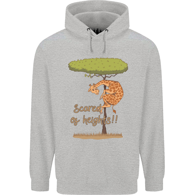 Scared of Heights Funny Giraffe Acrophobia Childrens Kids Hoodie Sports Grey