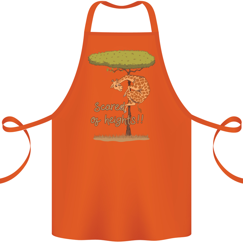 Scared of Heights Funny Giraffe Acrophobia Cotton Apron 100% Organic Orange