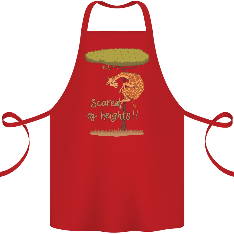 Scared of Heights Funny Giraffe Acrophobia Cotton Apron 100% Organic Red