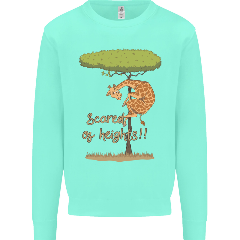 Scared of Heights Funny Giraffe Acrophobia Kids Sweatshirt Jumper Peppermint