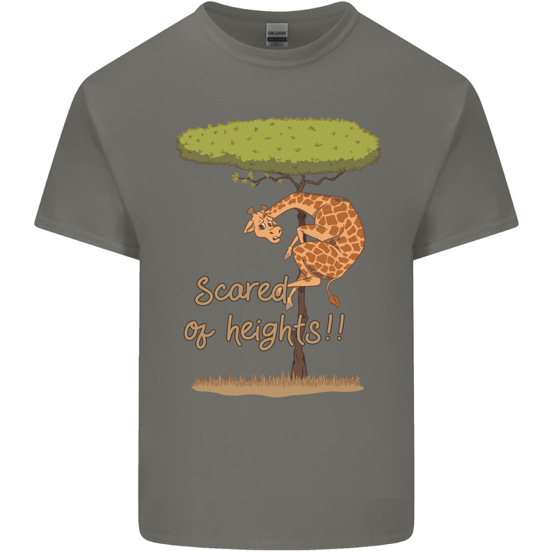 Scared of Heights Funny Giraffe Acrophobia Kids T-Shirt Childrens Charcoal