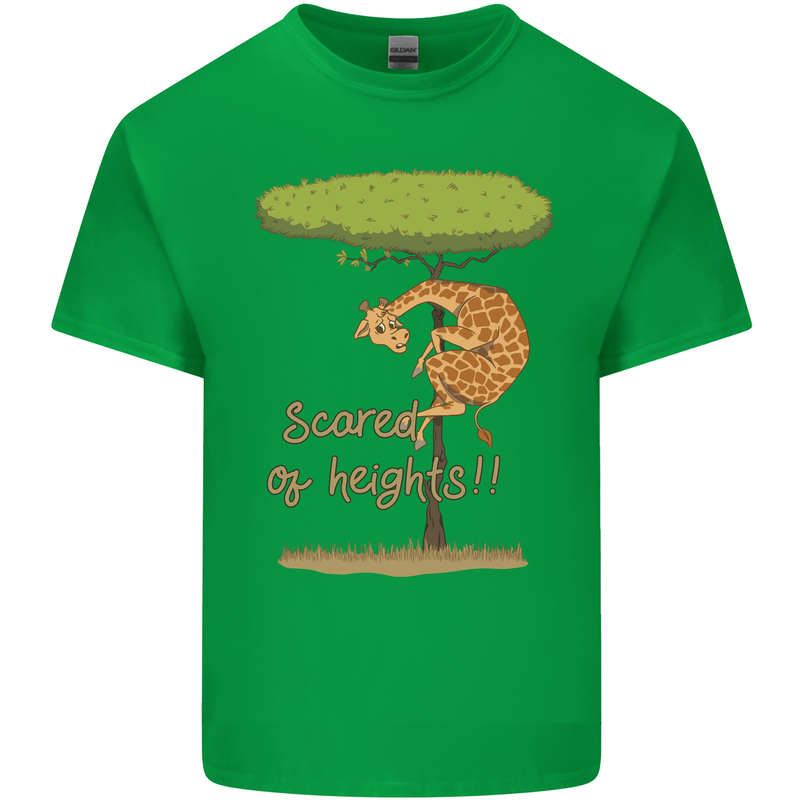 Scared of Heights Funny Giraffe Acrophobia Mens Cotton T-Shirt Tee Top Irish Green