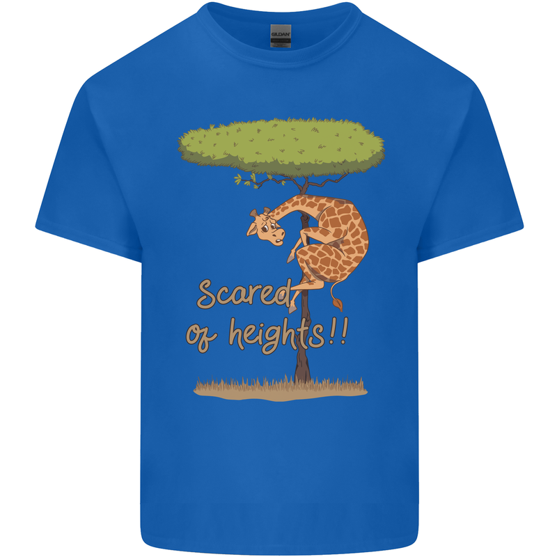 Scared of Heights Funny Giraffe Acrophobia Mens Cotton T-Shirt Tee Top Royal Blue