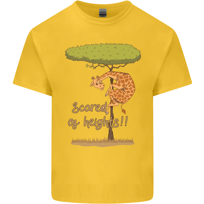 Scared of Heights Funny Giraffe Acrophobia Mens Cotton T-Shirt Tee Top Yellow