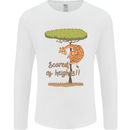 Scared of Heights Funny Giraffe Acrophobia Mens Long Sleeve T-Shirt White