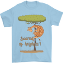 Scared of Heights Funny Giraffe Acrophobia Mens T-Shirt 100% Cotton Light Blue