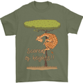 Scared of Heights Funny Giraffe Acrophobia Mens T-Shirt 100% Cotton Military Green