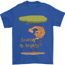 Scared of Heights Funny Giraffe Acrophobia Mens T-Shirt 100% Cotton Royal Blue