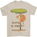 Scared of Heights Funny Giraffe Acrophobia Mens T-Shirt 100% Cotton Sand