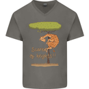 Scared of Heights Funny Giraffe Acrophobia Mens V-Neck Cotton T-Shirt Charcoal
