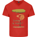 Scared of Heights Funny Giraffe Acrophobia Mens V-Neck Cotton T-Shirt Red