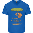Scared of Heights Funny Giraffe Acrophobia Mens V-Neck Cotton T-Shirt Royal Blue
