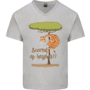 Scared of Heights Funny Giraffe Acrophobia Mens V-Neck Cotton T-Shirt Sports Grey