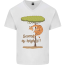 Scared of Heights Funny Giraffe Acrophobia Mens V-Neck Cotton T-Shirt White