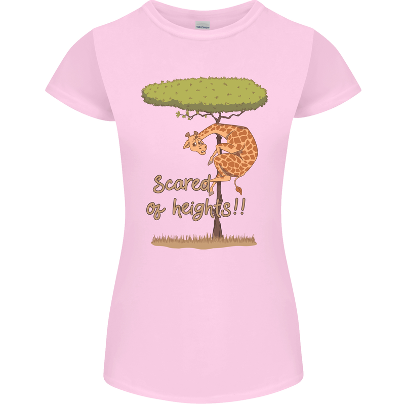 Scared of Heights Funny Giraffe Acrophobia Womens Petite Cut T-Shirt Light Pink