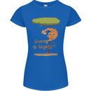 Scared of Heights Funny Giraffe Acrophobia Womens Petite Cut T-Shirt Royal Blue