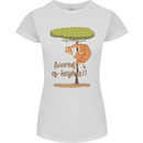 Scared of Heights Funny Giraffe Acrophobia Womens Petite Cut T-Shirt White