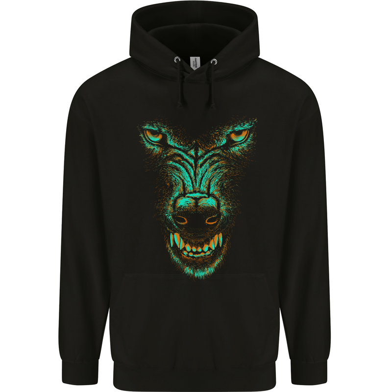 Scary Wolf Face Werewolf Horror Halloween Mens 80% Cotton Hoodie Black