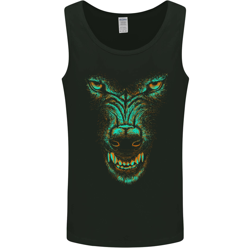 Scary Wolf Face Werewolf Horror Halloween Mens Vest Tank Top Black