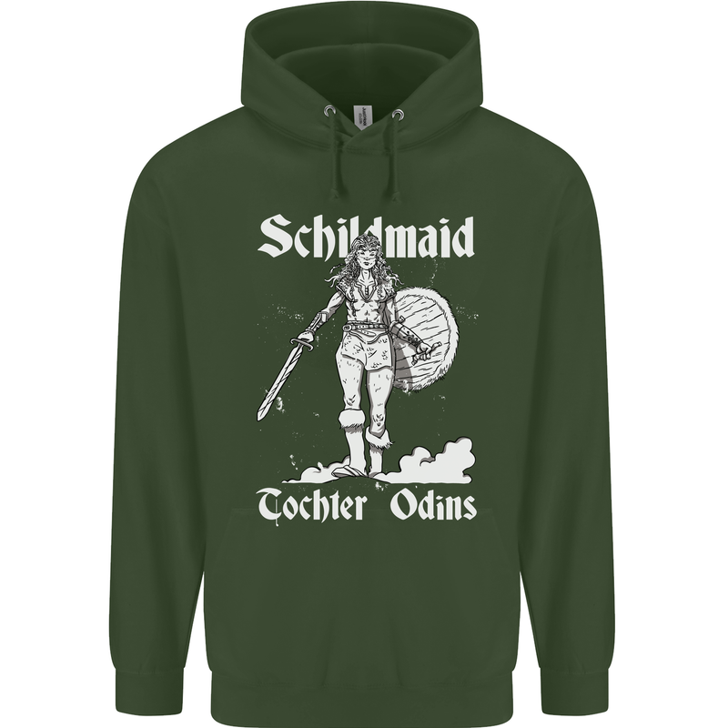 Schildmaid Viking Shield Maiden Childrens Kids Hoodie Forest Green
