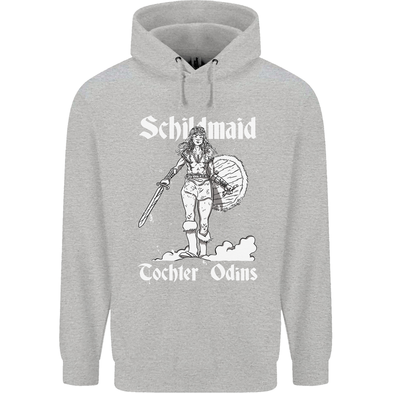 Schildmaid Viking Shield Maiden Childrens Kids Hoodie Sports Grey