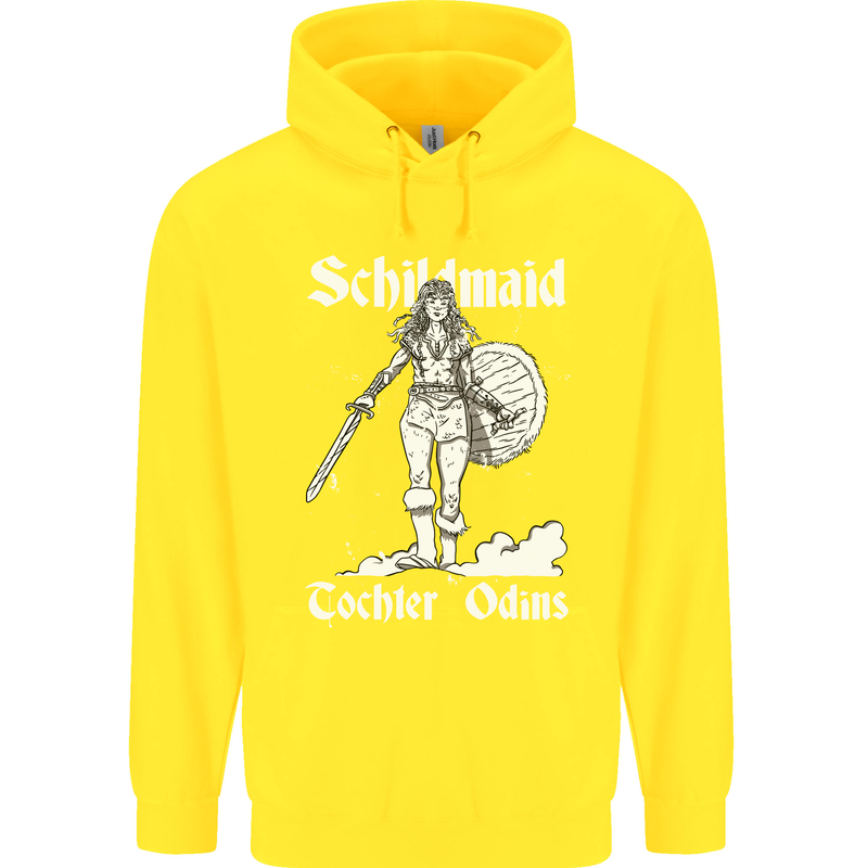 Schildmaid Viking Shield Maiden Childrens Kids Hoodie Yellow