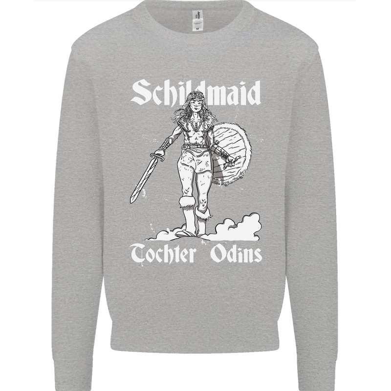 Schildmaid Viking Shield Maiden Kids Sweatshirt Jumper Sports Grey