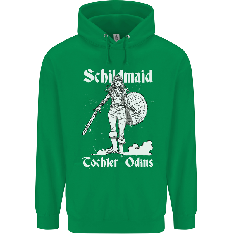 Schildmaid Viking Shield Maiden Mens 80% Cotton Hoodie Irish Green
