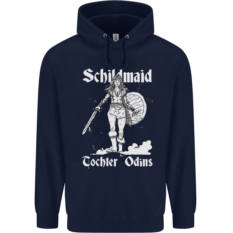 Schildmaid Viking Shield Maiden Mens 80% Cotton Hoodie Navy Blue