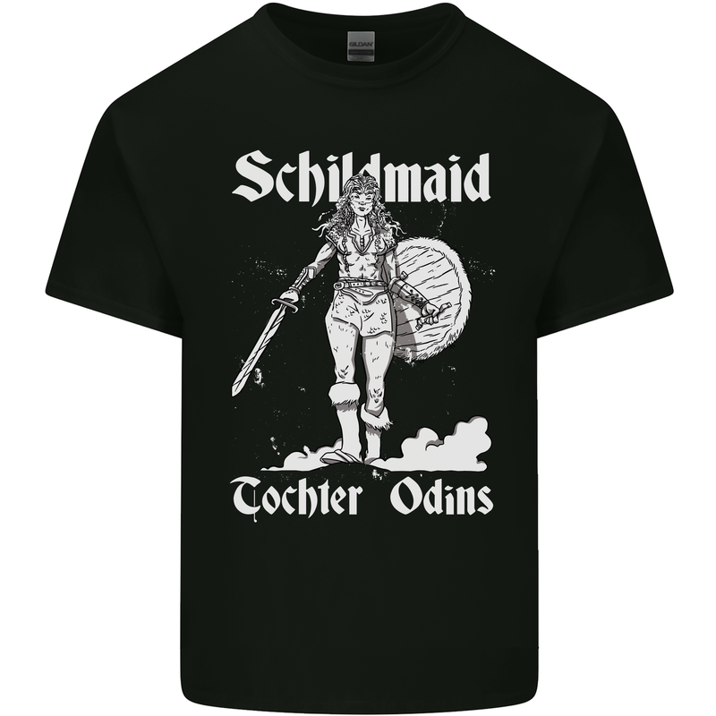 Schildmaid Viking Shield Maiden Mens Cotton T-Shirt Tee Top Black