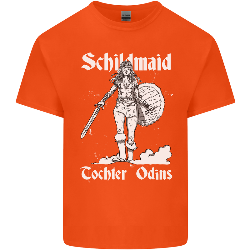 Schildmaid Viking Shield Maiden Mens Cotton T-Shirt Tee Top Orange