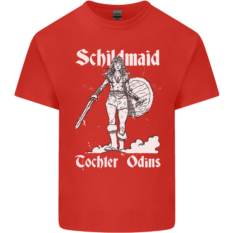 Schildmaid Viking Shield Maiden Mens Cotton T-Shirt Tee Top Red