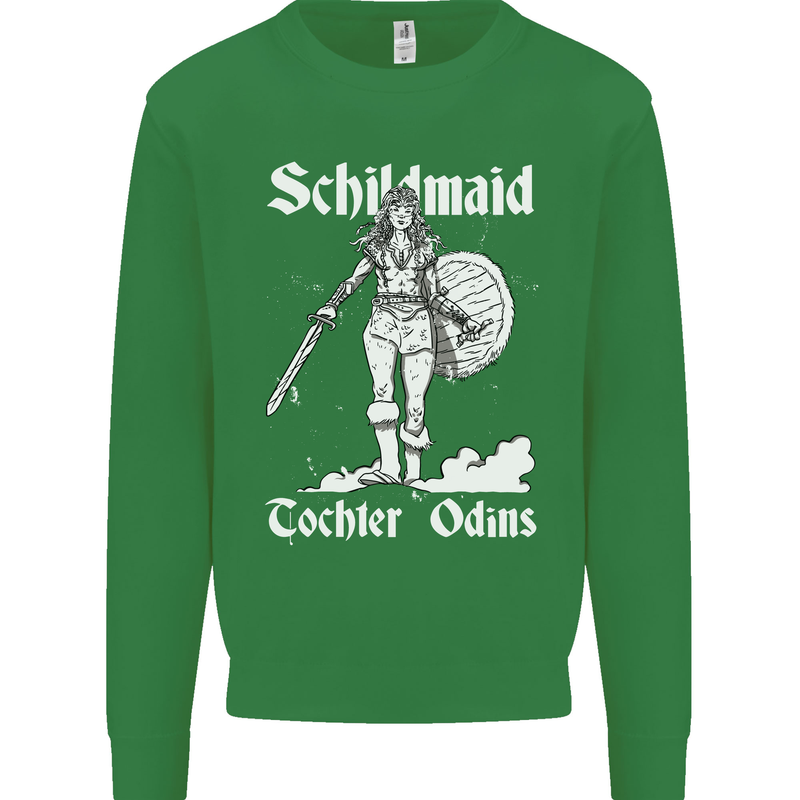 Schildmaid Viking Shield Maiden Mens Sweatshirt Jumper Irish Green