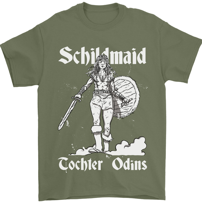 Schildmaid Viking Shield Maiden Mens T-Shirt 100% Cotton Military Green